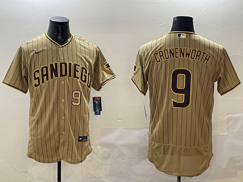 Men San Diego Padres #9 Cronenworth Brown Stripe Elite 2025 Nike MLB Jersey style 2->san diego padres->MLB Jersey